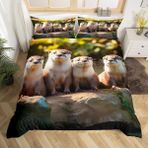 NDXRWDZR King Size Nevresim Takımı Sevimli Deniz Su Samuru Nevresim Fermuarlı Nevresim Takımı Aldults Çocuklar için Yumuşak Hipoalerjenik Mikrofiber Yorgan Kılıfı 230x220 cm + 2 Yastık Kılıfı 50x75 cm