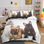 NDXRWDZR King Size Nevresim Takımı, Sevimli Pug Nevresim Takımı, Fermuarlı Kapamalı Yatak Seti, Aldults Çocuklar için Yumuşak Hipoalerjenik Mikrofiber Yorgan Kılıfı 230x220 cm + 2 Yastık Kılıfı 50x75