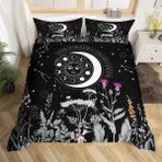 NDXRWDZR King Size Nevresim Takımı Siyah Güneş ve Ay Nevresim Fermuarlı Kapamalı Yatak Seti Aldults Çocuklar için Yumuşak Hipoalerjenik Mikrofiber Yorgan Kılıfı 230x220 cm + 2 Yastık Kılıfı 50x75 cm