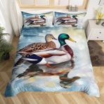 NDXRWDZR King Size Nevresim Takımı Yabani Ördekler Nevresim Takımı Fermuarlı Nevresim Takımı Aldults Çocuklar için Yumuşak Hipoalerjenik Mikrofiber Yorgan Kılıfı 230x220 cm + 2 Yastık Kılıfı 50x75 cm
