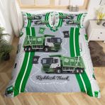 NDXRWDZR King Size Nevresim Takımı Yeşil Çöp Kamyonu Fermuarlı Nevresim Takımı Aldults Çocuklar için Yatak Seti Yumuşak Hipoalerjenik Mikrofiber Yorgan Kılıfı 230x220 cm + 2 Yastık Kılıfı 50x75 cm