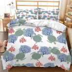 NDXRWDZR King Size Nevresim Takımı Yeşil Deniz Kaplumbağası Nevresim Fermuarlı Nevresim Takımı Aldults Çocuklar için Yumuşak Hipoalerjenik Mikrofiber Yorgan Kılıfı 230x220 cm + 2 Yastık Kılıfı 50x75
