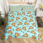 NDXRWDZR King Size Nevresim Takımı, Yeşil Pizza Nevresim Takımı, Fermuarlı Kapamalı Yatak Seti, Aldults Çocuklar için Yumuşak Hipoalerjenik Mikrofiber Yorgan Kılıfı 230x220 cm + 2 Yastık Kılıfı 50x75