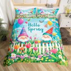 NDXRWDZR King Size Nevresim Takımı Yeşil Yaylı Nevresim Fermuarlı Nevresim Takımı Aldults Çocuklar için Yumuşak Hipoalerjenik Mikrofiber Yorgan Kılıfı 230x220 cm + 2 Yastık Kılıfı 50x75 cm