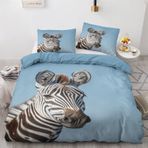NDXRWDZR King Size Nevresim Takımı, Zebra Nevresim Takımı, Fermuarlı Kapama, Aldults Çocuklar için Nevresim Takımı, Yumuşak Hipoalerjenik Mikrofiber Yorgan Kılıfı 230x220 cm + 2 Yastık Kılıfı 50x75 cm