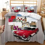 NDXRWDZR Nevresim 90 x 190 Çocuk Kırmızı Araba Nevresim Takımı Tek Kişilik Fermuarlı Rahat Nefes Alabilir Mikrofiber Nevresim ve 2 Yastık Kılıfı 65 x 65 cm