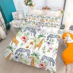 NDXRWDZR Nevresim takımı, 155 x 220 zebra, zürafa nevresim takımı, fermuarlı, çocuklar için, yumuşak, nefes alan mikro elyaf nevresim + 2 yastık kılıfı 80 x 80 cm