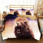 NDXRWDZR Nevresim Takımı 220 x 240 Yetişkin Aslan Kral Nevresim Fermuarlı 2 Kişilik Rahat Nefes Alabilir Mikrofiber Nevresim ve 2 Yastık Kılıfı 65 x 65 cm