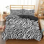 NDXRWDZR Nevresim Takımı 220 x 240 Yetişkin Zebra Baskılı Nevresim 2 Kişilik Fermuarlı Rahat Nefes Alabilir Mikrofiber Nevresim ve 2 Yastık Kılıfı 65 x 65 cm