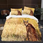 NDXRWDZR Tek Kişilik Nevresim Takımı Kahverengi Caracal Nevresim Çocuklar için Yumuşak Hipoalerjenik Mikrofiber Yorgan Kılıfı, Fermuarlı 1 Nevresim 135x200 cm + 2 Yastık Kılıfı 50x75 cm