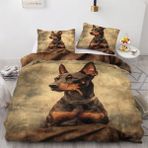 NDXRWDZR Tek Kişilik Nevresim Takımı Kahverengi Doberman Çocuklar için Yorgan Kılıfı, Yumuşak Hipoalerjenik Mikrofiber Fermuarlı Nevresim, 1 Nevresim 135x200 cm + 2 Yastık Kılıfı 50x75 cm