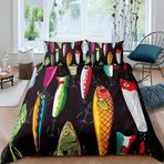 NDXRWDZR Tek Kişilik Nevresim Takımı Renkli Balık Nevresim Takımı Çocuklar için Yumuşak Hipoalerjenik Mikrofiber Yorgan Kılıfı, Fermuarlı 1 Nevresim 135x200 cm + 2 Yastık Kılıfı 50x75 cm