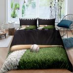 NDXRWDZR Tek Kişilik Nevresim Takımı Yeşil Beyzbol Nevresim Çocuklar için Yumuşak Hipoalerjenik Mikrofiber Yorgan Kılıfı, Fermuarlı 1 Nevresim 135x200 cm + 2 Yastık Kılıfı 50x75 cm