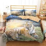 NDXRWDZR Tek Kişilik Yatak Seti Sarı Kaplan Nevresim Çocuklar için Yumuşak Hipoalerjenik Mikrofiber Yorgan Kılıfı, Fermuarlı 1 Nevresim 135x200 cm + 2 Yastık Kılıfı 50x75 cm