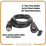 NE-AD Kauçuklu Tekli ( 1 ile 10 Metre) 3x2.5 Ünal Kablo Seyyar Topraklı Uzatma ( 3x2.5 Hes Kablo Tam Bakır) Ttr Kablo HO5VV-F - 5 METRE
