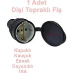 NE-AD Nead 1X16A Kapaklı Kauçuk Seyyar Uzatma Topraklı Dişi Fiş Siyah