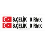Ne Verelim Size Bayraklı Ad Soyad Kan Grubu Oto Sticker 16*2 cm - Standart - Siyah