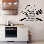 Ne Verelim Size Benim Mutfağım Benim Kurallarım Yazılı Aşçı Şapkası Silüeti Mutfak Dekoratif Duvar Özel Sticker 60X70 Cm