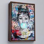 Ne Verelim Size Çerçeveli Audrey Hepburn Graffiti Pop Art Duvar Tablosu-6470