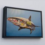Ne Verelim Size Çerçeveli Graffiti Köpek Balığı Kanvas, Pop Art Tablo-5416