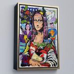 Ne Verelim Size Çerçeveli Renkli Mona Lisa Banksy Kanvas Tablo, Sokak Sanatı, Pop Art-5306