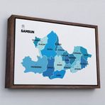 Ne Verelim Size Çerçeveli Samsun İli Ve İlçeler Haritası Dekoratif Kanvas Tablo-1447