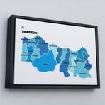 Ne Verelim Size Çerçeveli Trabzon İli Ve İlçeler Haritası Dekoratif Kanvas Tablo-1471