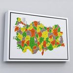 Ne Verelim Size Çerçeveli Türkiye Haritası Kanvas Tablo İl Ve İlçeli Ayrıntılı Eğitici Dekoratif Tablo-3027