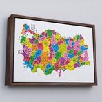 Ne Verelim Size Çerçeveli Türkiye Haritası Kanvas Tablo İl Ve İlçeli Ayrıntılı Eğitici Dekoratif Tablo-3029