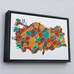 Ne Verelim Size Çerçeveli Türkiye Haritası Kanvas Tablo İl Ve İlçeli Ayrıntılı Eğitici Dekoratif Tablo-3038