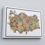 Ne Verelim Size Çerçeveli Türkiye Haritası Kanvas Tablo İl Ve İlçeli Ayrıntılı Eğitici Dekoratif Tablo-3050