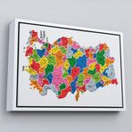 Ne Verelim Size Çerçeveli Türkiye Haritası Kanvas Tablo İl Ve İlçeli Ayrıntılı Eğitici Dekoratif Tablo-3051