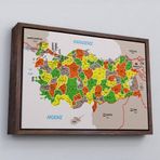 Ne Verelim Size Çerçeveli Türkiye Haritası Kanvas Tablo İl Ve İlçeli Ayrıntılı Eğitici Komşulu Tablo-2999