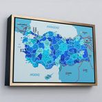 Ne Verelim Size Çerçeveli Türkiye Haritası Kanvas Tablo İl Ve İlçeli Ayrıntılı Eğitici Komşulu Tablo-3002
