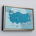 Ne Verelim Size Çerçeveli Türkiye Haritası Kanvas Tablo İl Ve İlçeli Ayrıntılı Eğitici Komşulu Tablo-3003