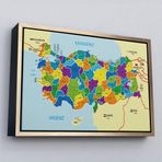 Ne Verelim Size Çerçeveli Türkiye Haritası Kanvas Tablo İl Ve İlçeli Ayrıntılı Eğitici Komşulu Tablo-3004