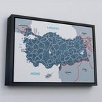 Ne Verelim Size Çerçeveli Türkiye Haritası Kanvas Tablo İl Ve İlçeli Ayrıntılı Eğitici Komşulu Tablo-3009
