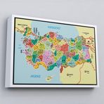 Ne Verelim Size Çerçeveli Türkiye Haritası Kanvas Tablo İl Ve İlçeli Ayrıntılı Eğitici Komşulu Tablo-3012