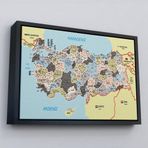 Ne Verelim Size Çerçeveli Türkiye Haritası Kanvas Tablo İl Ve İlçeli Ayrıntılı Eğitici Komşulu Tablo-3013