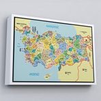 Ne Verelim Size Çerçeveli Türkiye Haritası Kanvas Tablo İl Ve İlçeli Ayrıntılı Eğitici Komşulu Tablo-3018