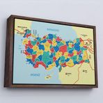 Ne Verelim Size Çerçeveli Türkiye Haritası Kanvas Tablo İl Ve İlçeli Ayrıntılı Eğitici Komşulu Tablo-3019