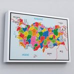 Ne Verelim Size Çerçeveli Türkiye Haritası Kanvas Tablo İl Ve İlçeli Ayrıntılı Eğitici Komşulu Tablo-3023