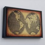 Ne Verelim Size Çerçeveli Vintage Eskitme Dünya Haritası-1008