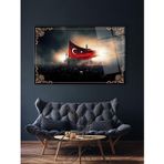 Ne Verelim Size Dalgalanan Türk Bayrağı Ve Cami Cam Tablo , Modern Ev Ofis Salon Duvar Dekoru Büyük Tablo ,Hediyelik