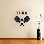 Ne Verelim Size Isme Özel Tenis Raketi Silüet Dekoratif Duvar Sticker, Çıkartma, Etiket - Standart - Siyah