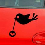 Ne Verelim Size Karikatür Küçük Kuş Tasarım Oto Cam Özel Sticker Siyah 13*15 Cm