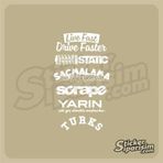 Ne Verelim Size Oto Arka Cam Özel Sticker Model 28 Beyaz 20*35 Cm
