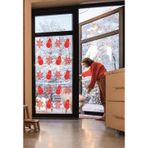 Ne Verelim Size Özelyıl Noel Temalı Vitrin Cam Kardan Adam Kar Tanesi Özel Sticker Kırmızı 69 Adet