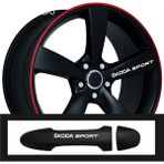 Ne Verelim Size Skoda Rapid İçin Uyumlu Aksesuar Oto Kapı Kolu / Jant Sticker 10 Adet 10*1,5 cm - Standart - Siyah