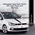 Ne Verelim Size Volkswagen İçin Özel Uyumlu Aksesuar Oto Kaput Şerit Özel Sticker Siyah 58*11 Cm
